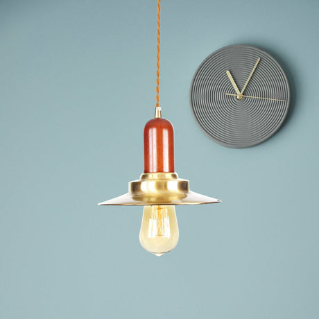 Industrial Gold Pendant Light - Stylish Flat Bulb Shape Ceiling Fixture