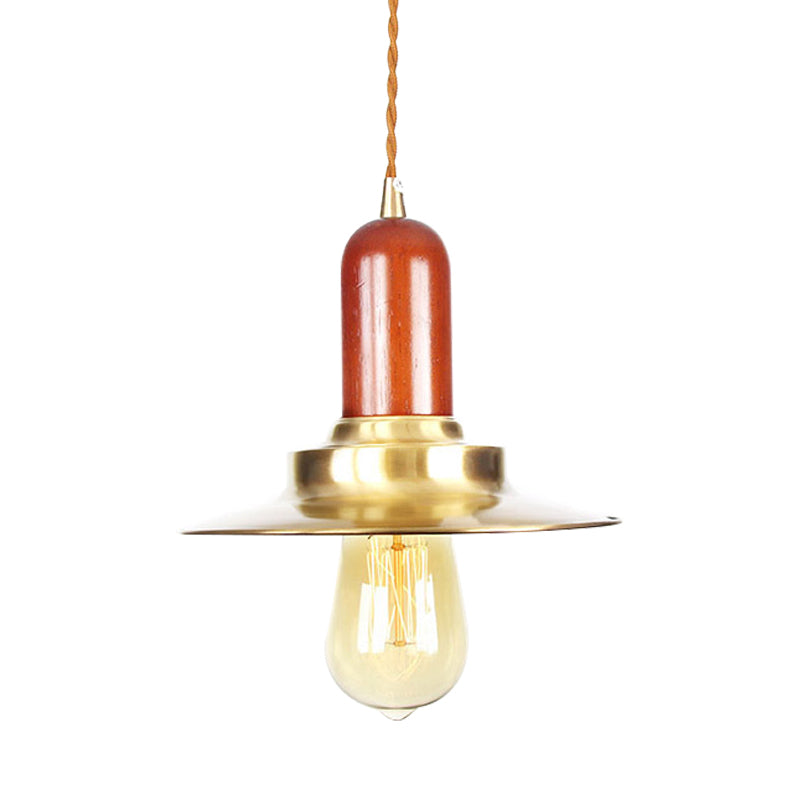 Industrial Gold Pendant Lighting - Flat Shape Bulb Fixture With Metallic Finish For Stylish Ceiling