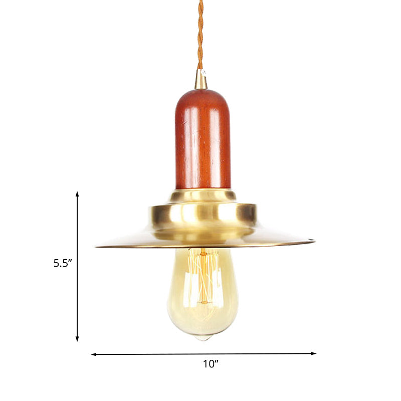 Industrial Gold Pendant Lighting - Flat Shape Bulb Fixture With Metallic Finish For Stylish Ceiling