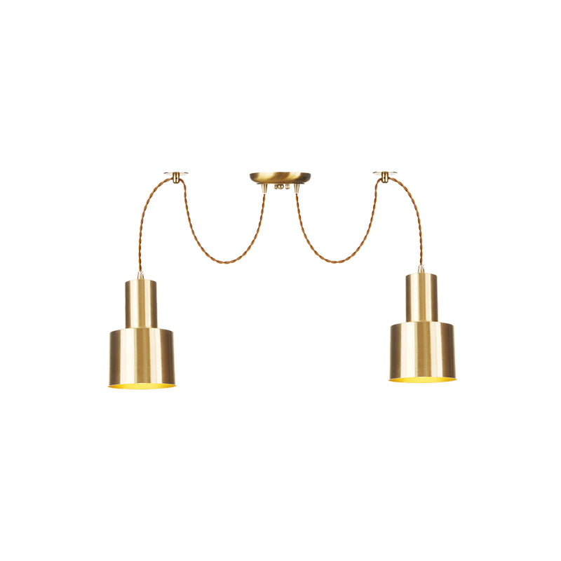 Industrial Metal Multi Pendant Light With Gold Finish - Tubular Living Room Ceiling Lamp