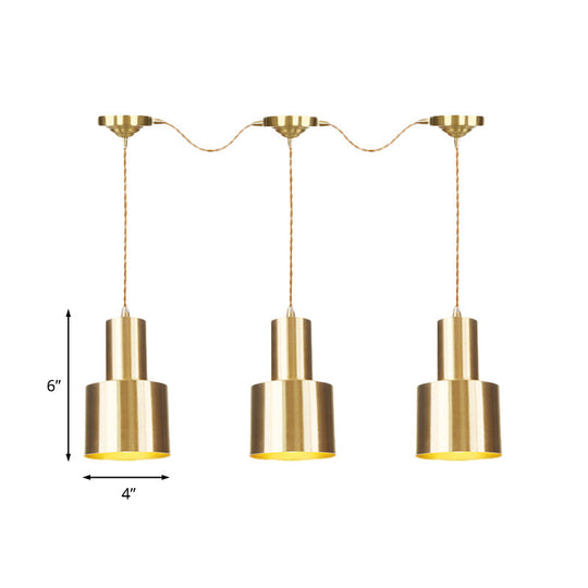 Industrial-Style Tandem Ceiling Pendant Lamp With Metal Gold Finish (3/5/7 Heads)
