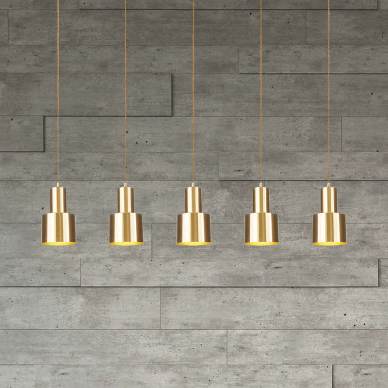 Industrial-Style Tandem Ceiling Pendant Lamp With Metal Gold Finish (3/5/7 Heads)