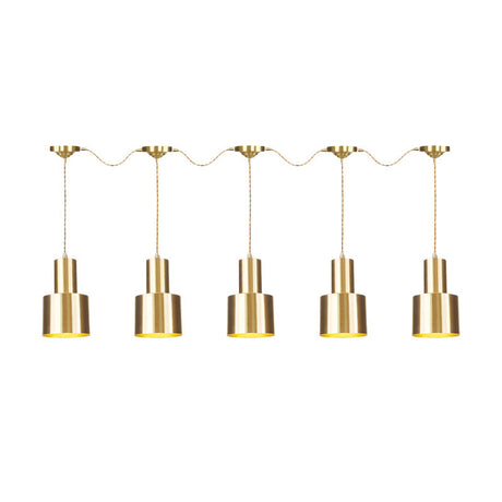 Industrial-Style Metal Gold Finish Tandem Multi Ceiling Light Pendant Lamp - 3/5/7 Heads