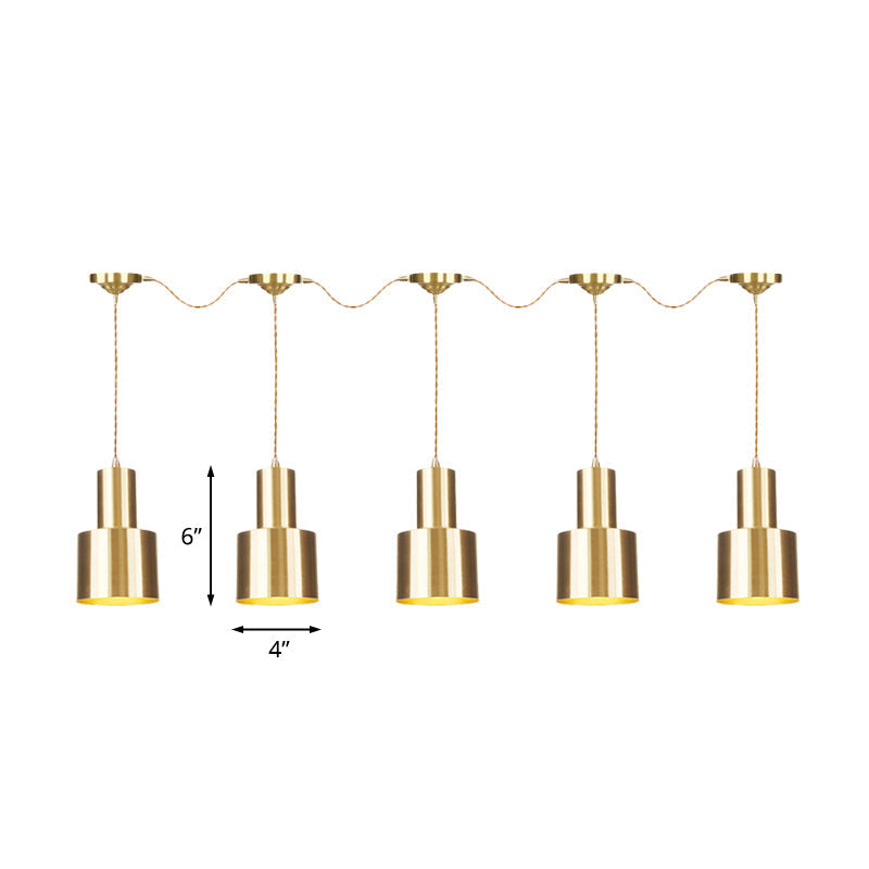 Industrial-Style Tandem Ceiling Pendant Lamp With Metal Gold Finish (3/5/7 Heads)