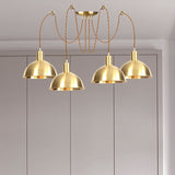 Gold Swag Pendant Lamp With Domed Metallic Design - Industrial Multi-Light Fixture For Clothes Shop