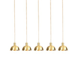 Industrial Restaurant Pendant Lamp With Gold Dome Metal Shade - 3/5/7-Light Tandem Multi Hanging