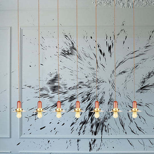 Industrial Gold Finish Tandem Pendant Light With Multiple Bulbs - Perfect For High Ceiling Areas