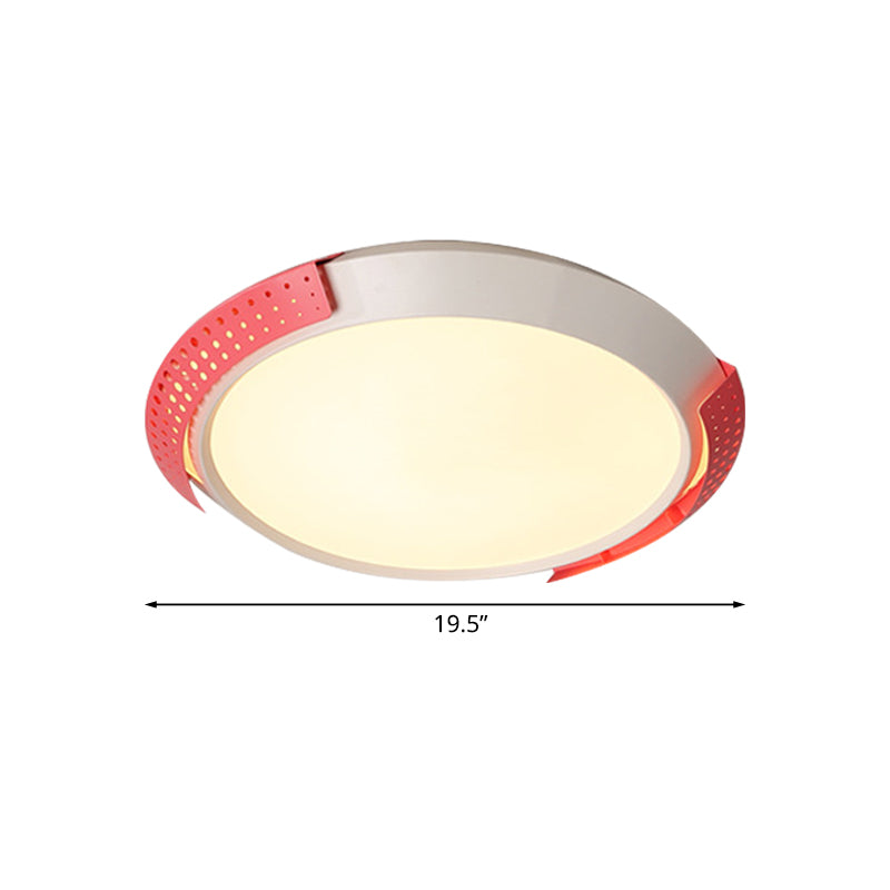Modernist Led Pink/Gold Round Metal Ceiling Fixture With Hollow Design 16’/19.5’/23.5’ W