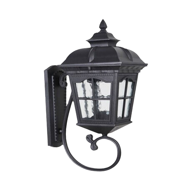 Contemporary Aluminum Black Wall Mount 1-Head Lamp With Water Glass Shade