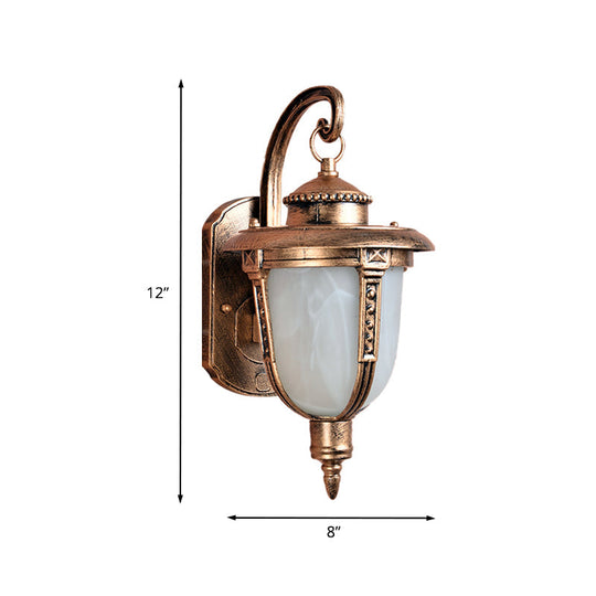 Opal Frosted Glass Brass Acorn Sconce Light Fixture - Country Wall Lamp