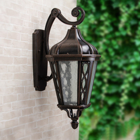 Country Black Water Glass Wall Mounted Lamp For Courtyard - 1-Head Urn Shaped Sconce Light With A