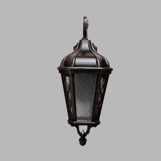 Country Black Water Glass Wall Mounted Lamp For Courtyard - 1-Head Urn Shaped Sconce Light With A