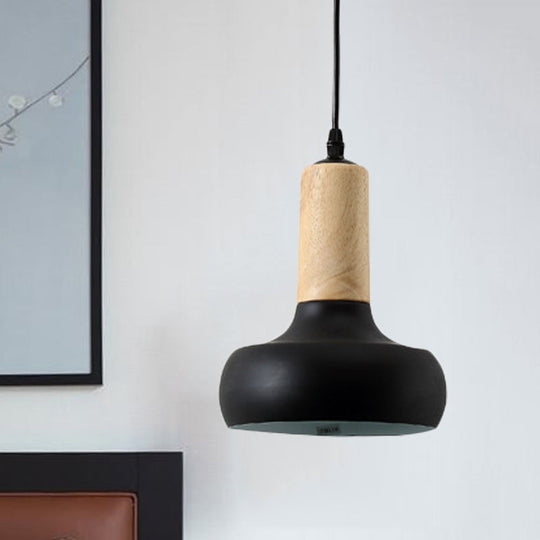 Nordic Style Iron Urn Pendant: Suspended 1-Light Ceiling Fixture Black Finish
