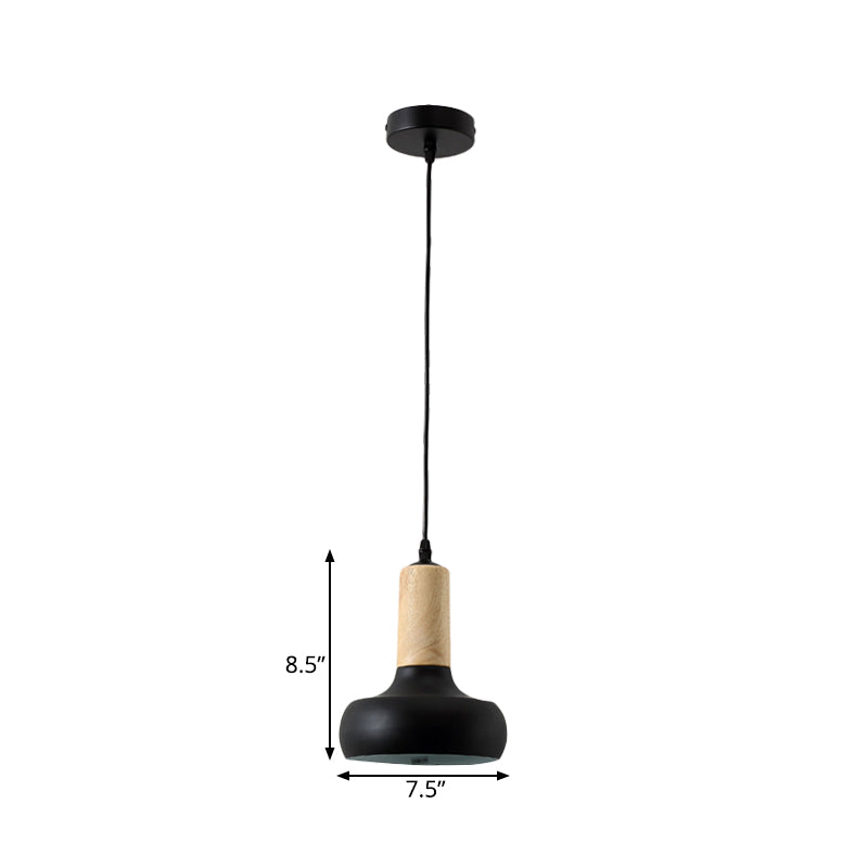 Nordic Style Iron Urn Pendant: Suspended 1-Light Ceiling Fixture Black Finish