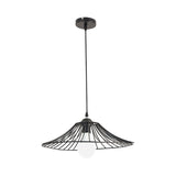 Black Lotus Leaf Cage Pendant Light - Simple Iron Hanging Lamp For Dining Room