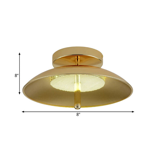 Gold Finish Bowl Flushmount Led Ceiling Light Fixture - Stylish Postmodern Iron Lamp