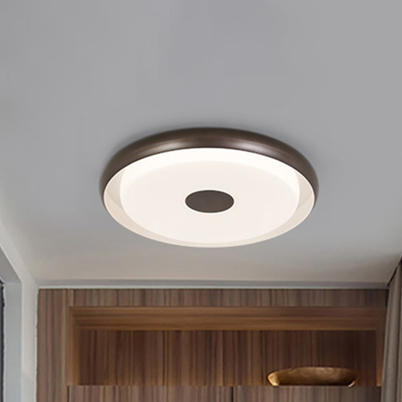 Modern Halo Flush Mount Light Iron Led Bedroom Flushmount Lighting In Coffee (18/21 Width)
