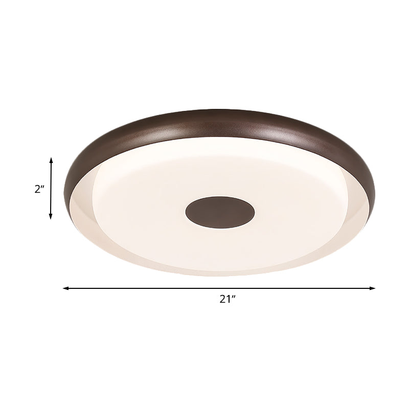 Modern Halo Flush Mount Light Iron Led Bedroom Flushmount Lighting In Coffee (18’/21’ Width)