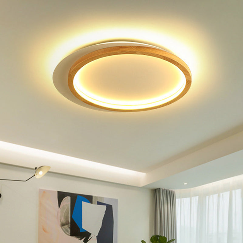 Modern Wooden Led Spotlight Flush Mount Ceiling Light For Living Room - 16’/23.5’ Width