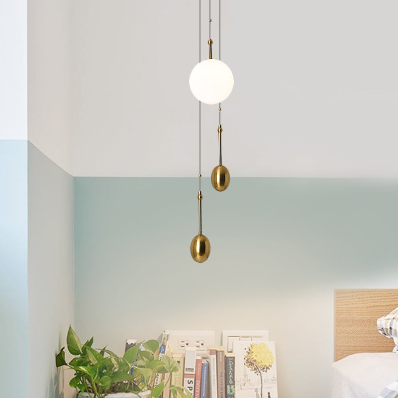 Modern Opal Glass Ball Pendant Light With Gold Modo Deco - Bedside/Ceiling Lamp
