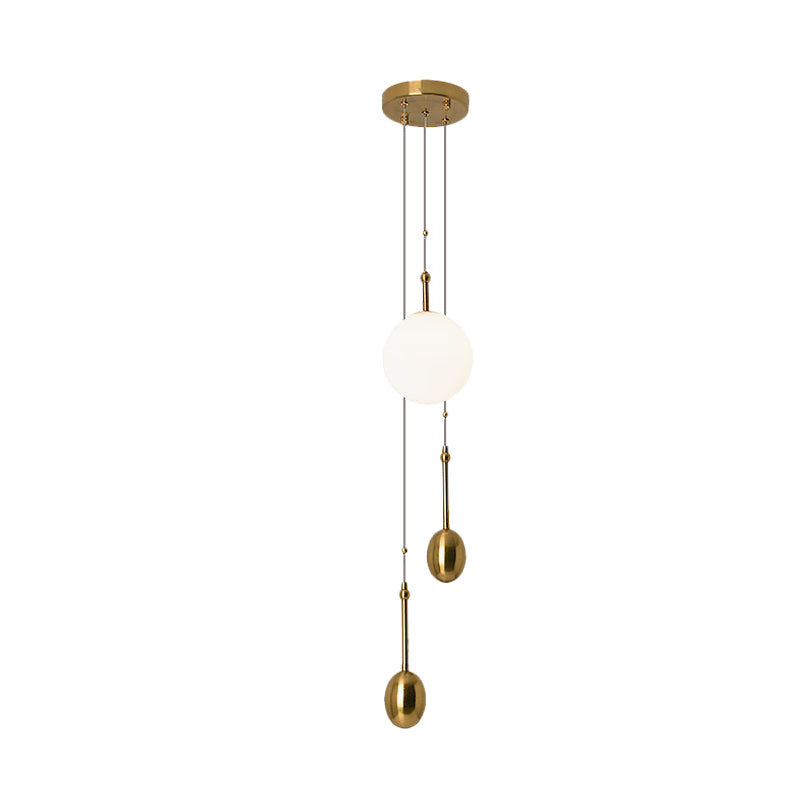 Opal Glass Ball Bedside Pendant Light - Modernist Ceiling Lamp With Gold Modo Deco 1 Fixture