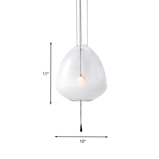Simple 1-Head Elliptical Bedside Pendant Lamp - Clear Frosted Glass Ceiling Suspension Lighting