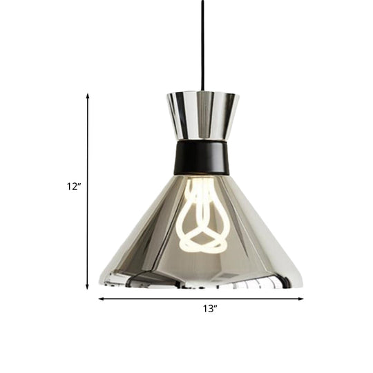 Minimalist Chrome Bedroom Hanging Lamp With Clear Glass Shade
