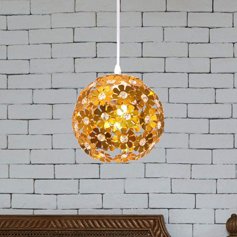 Modernist Silver/Purple/Gold Domed Pendant Ceiling Lamp With Flower Aluminium Shade