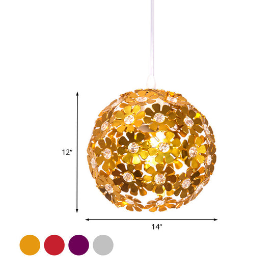 Modernist Silver/Purple/Gold Domed Pendant Ceiling Lamp With Flower Aluminium Shade