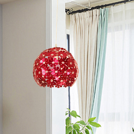 Modernist Silver/Purple/Gold Domed Pendant Ceiling Lamp With Flower Aluminium Shade