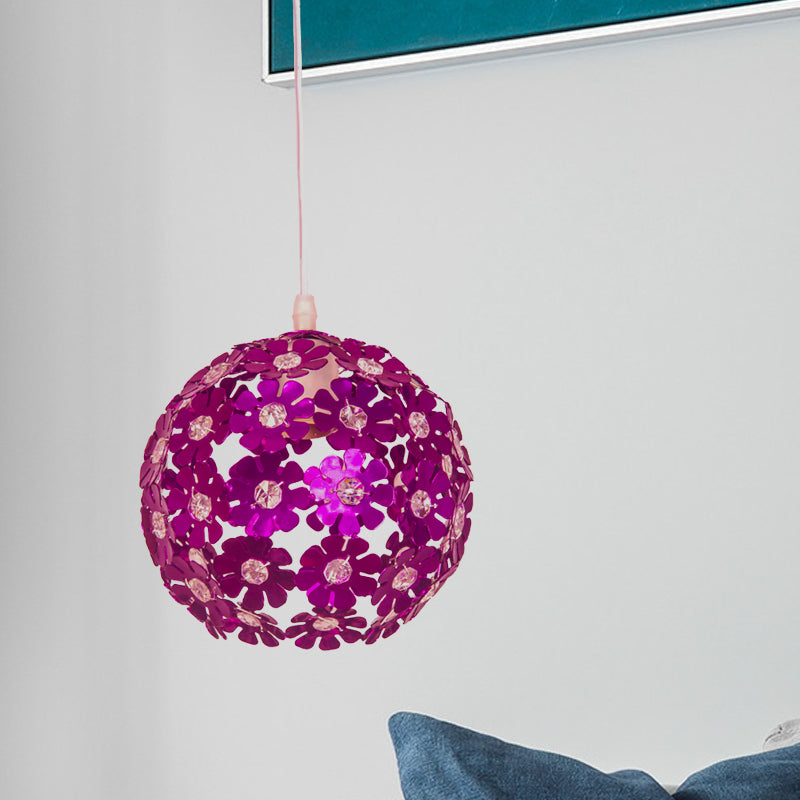 Modernist Silver/Purple/Gold Domed Pendant Ceiling Lamp With Flower Aluminium Shade