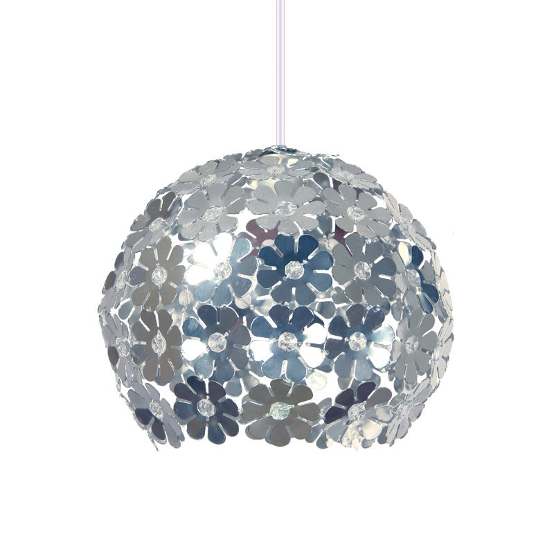 Modernist Domed Pendant Ceiling Lamp - Silver/Purple/Gold With Flower Aluminium Shade