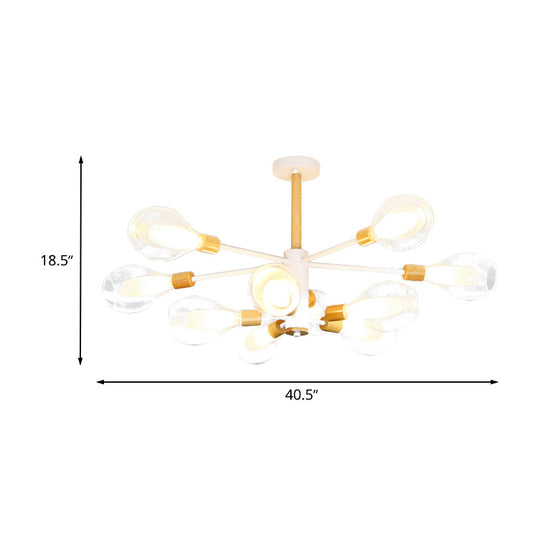 Simplicity Teardrop Ceiling Flush Clear Glass 10 - Light Semi In White With Wooden Cap