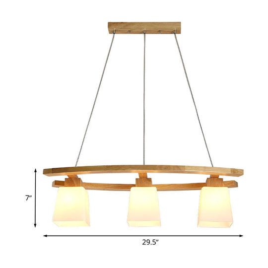 Minimalist Wood And Glass Pendant Light With 3 Bulbs For Kitchen