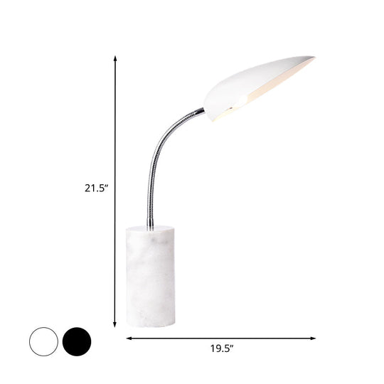 Modern White/Black Finish Led Table Lamp For Study Room - Sharp Tongue Metal Book Light