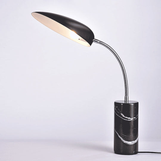 Modern White/Black Finish Led Table Lamp For Study Room - Sharp Tongue Metal Book Light Black