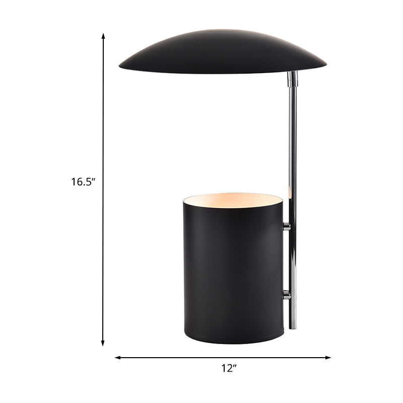 Minimalist Metallic Desk Light - Duckbill & Cylinder 1 Bulb Table Lamp (White/Black Finish) With