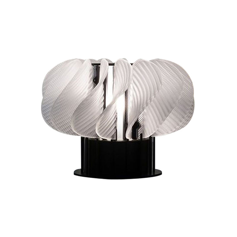 Modern Acrylic Led Table Lamp With Curved Panel Spiral Design In White And Black