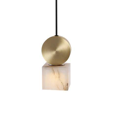 Modern Marble Bedside Pendant Lamp Kit: White With Gold Accent