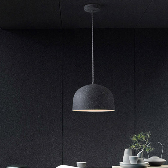 Minimalist Dome Pendant Light Kit - Single Bulb Black/Grey Iron Shade Ceiling Hanging Fixture