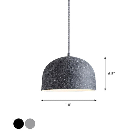 Minimalist Dome Pendant Light Kit - Single Bulb Black/Grey Iron Shade Ceiling Hanging Fixture