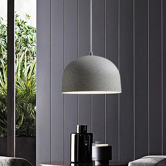 Minimalist Dome Pendant Light Kit - Single Bulb Black/Grey Iron Shade Ceiling Hanging Fixture
