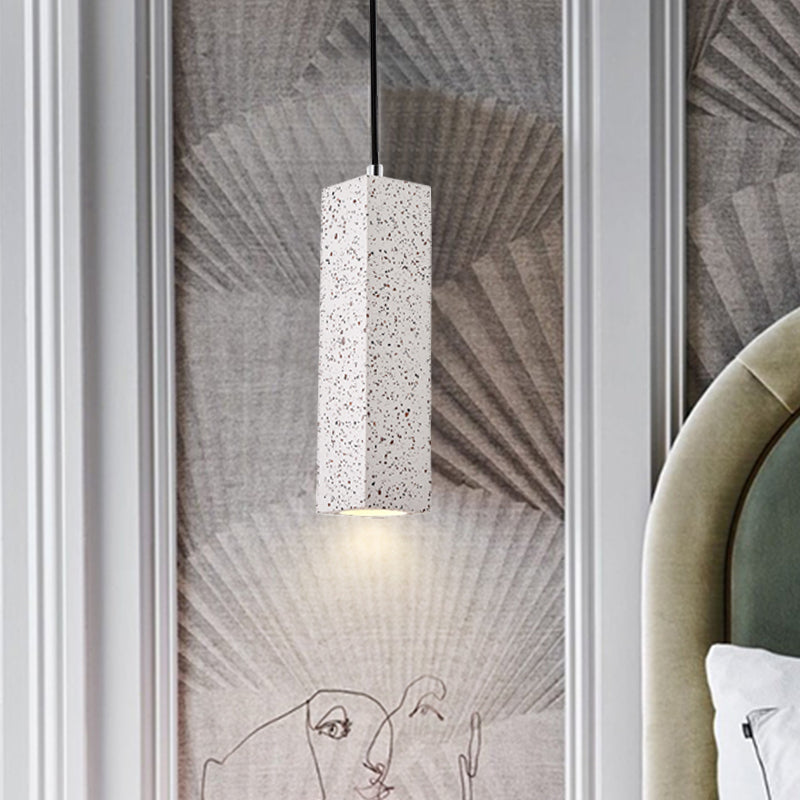 Sleek Nordic Marble Led Pendant Light - Modern Slim Cuboid Design 1 Head White Color
