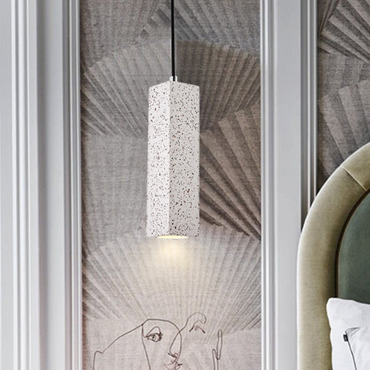 Sleek Nordic Marble Led Pendant Light - Modern Slim Cuboid Design 1 Head White Color