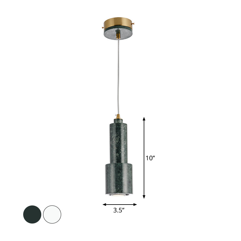 Sleek White/Green Tube Hanging Ceiling Light - Minimalist Nordic Style Pendant Lamp For Living Room