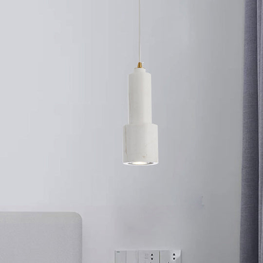 Nordic Marble 1-Light Suspended Pendant Lamp - White/Green Tube Hanging Ceiling Light For Living