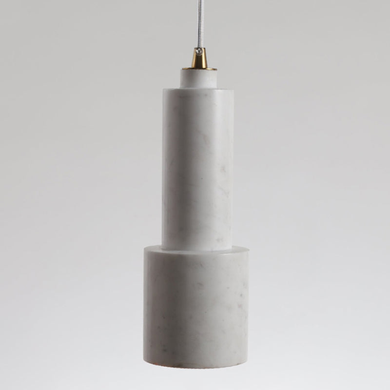 Nordic Marble 1-Light Suspended Pendant Lamp - White/Green Tube Hanging Ceiling Light For Living