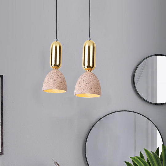 Domed Terrazzo Pendant: White/Black/Pink Light Fixture For Dining Rooms Pink
