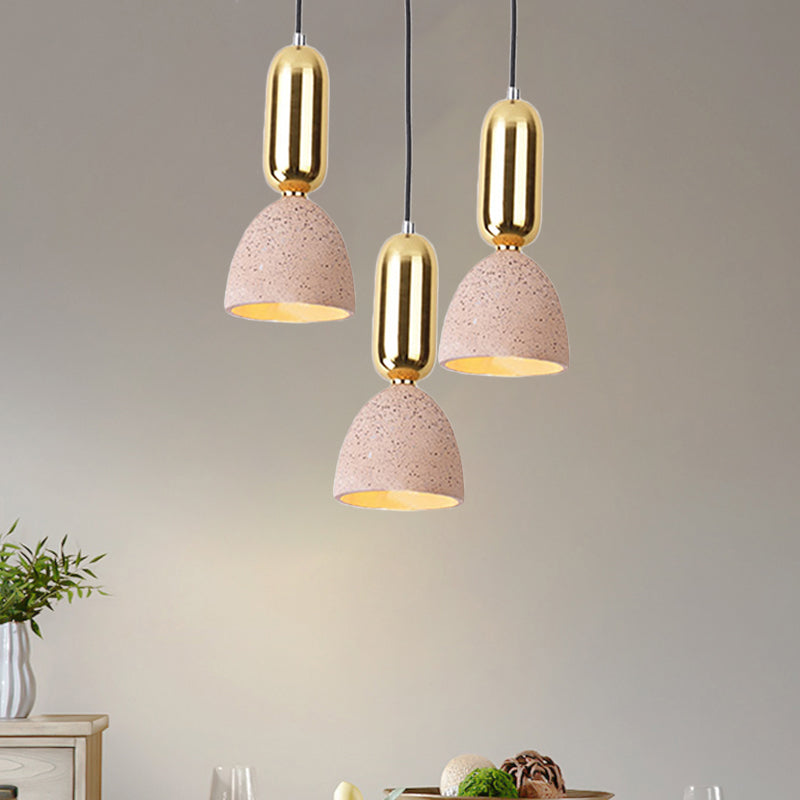 Domed Terrazzo Pendant: White/Black/Pink Light Fixture For Dining Rooms
