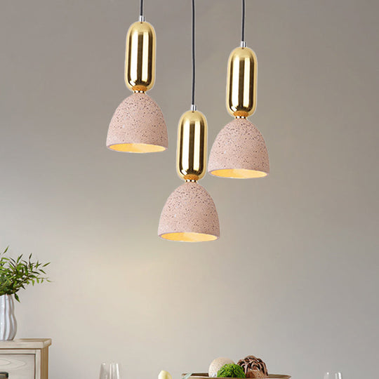 Domed Terrazzo Pendant: White/Black/Pink Light Fixture For Dining Rooms